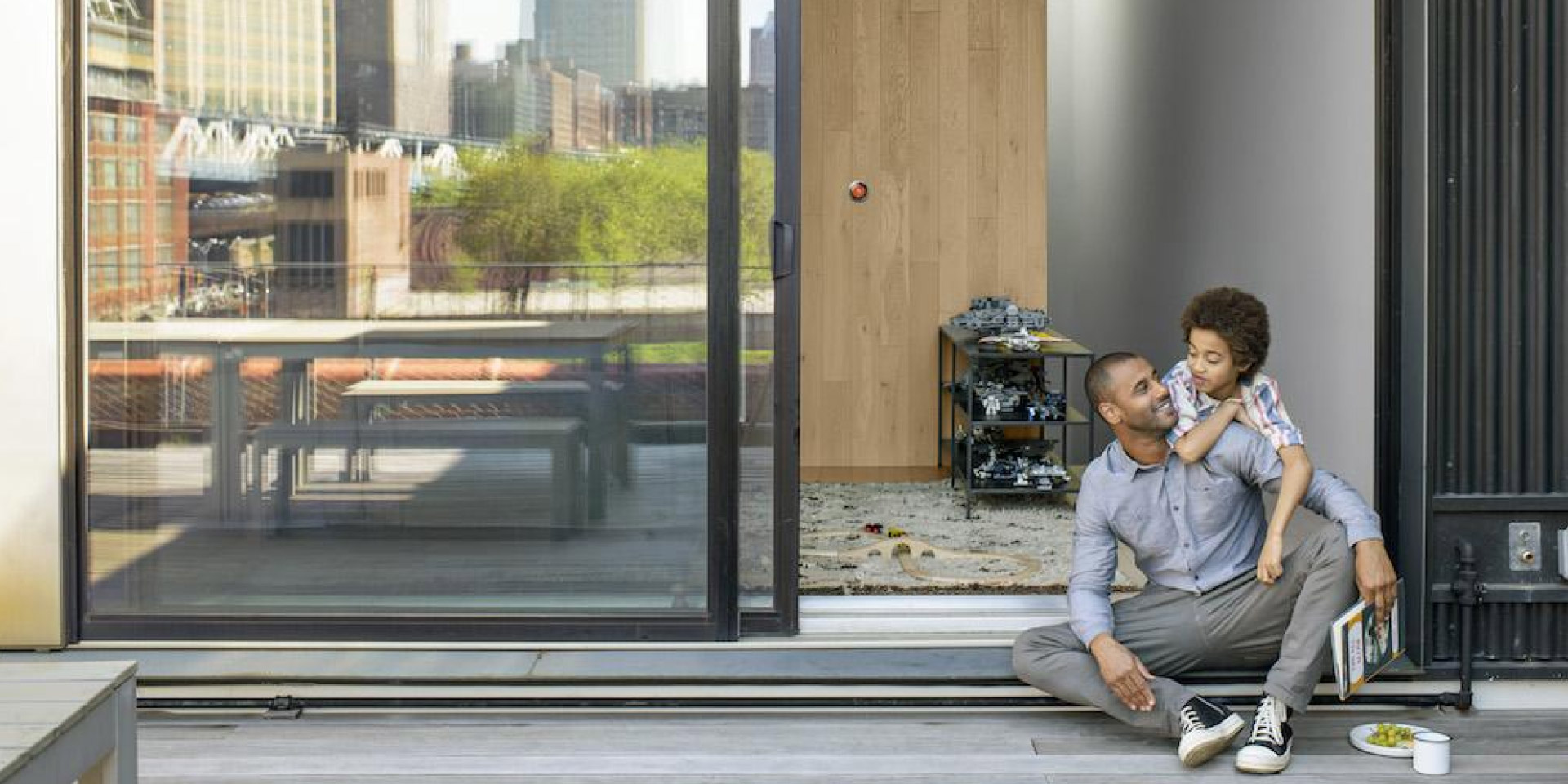 people sitting in a doorway